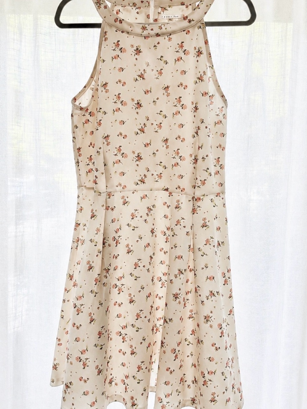 Copper Key Cream Floral Halter Dress with Pink and Brown Blooms